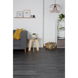 Sol stratifié à clipser aspect chêne gris foncé "Bairnsdale" - L. 128,6 x l. 19,4 cm x Ép. 8 mm