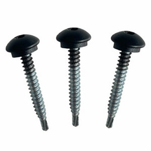 Lot de 25 vis auto-perceuse support bois + rondelle étanche 4,8 X 38 mm noir mat