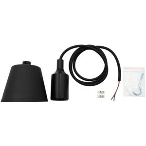 Suspension "Pavillon" noire E27 IP20 en plastique - L. 1 m