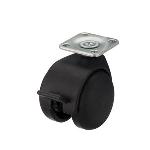 Roul.polyam.45kg d50.plat piv diam. 50 mm 45 kg (avec frein)