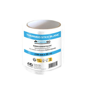 ROULEAU ADHESIF BLANC 50M 100MM THERMEO  