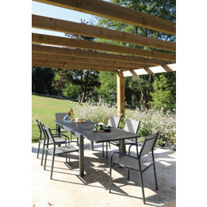 Table aluminium/céramique extensible graphite "Elise" - L.140/240 x H.74 x P.90 cm