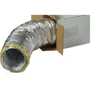 Gaine aluminium isolée pour raccordement kit air chaud à cheminée - L. 10 m Ø 125 mm