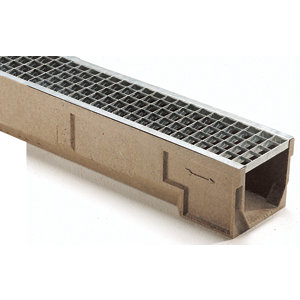 Caniveau en béton polyester (caniveau) et acier galvanisé (grille caillebotis) 1000x150x170 mm