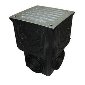 Regard de jonction en polypropylène et grille passerelle en acier galvanisé 25 x  25 cm