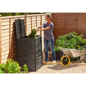 Composteur 500 L noir avec couvercle en plastique