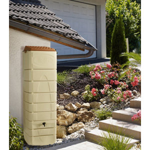Récupérateur d'eau mural beige 650L - L. 60 x P. 60 x H. 200 cm.