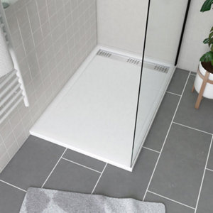 Receveur de douche rectangulaire blanc évacuation linéaire 80 x 120 cm