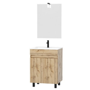 Ensemble monté meuble + vasque + miroir avec Led Swift 60 cm