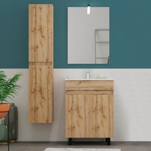 Ensemble monté meuble + vasque + miroir avec Led Swift 60 cm