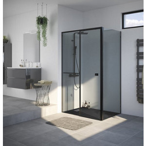 Receveur de douche en résine noir effet pierre - 80 X 120 cm