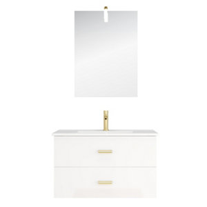 ENSEMBLE MEUBLE L.80CM BLANC DORE SUNNY  