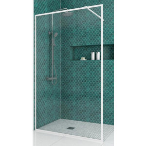 Paroi de douche Walk-in cadre blanc verre trempé 6 mm - H. 200 x L. 100 cm