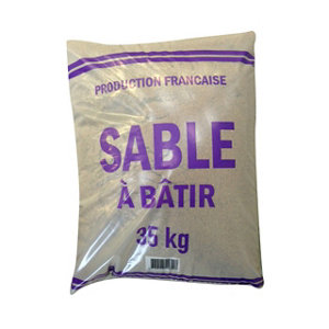 Sable à bâtir pour les travaux de maçonnerie Granulo. 0/4 mm en sac de 35 kg