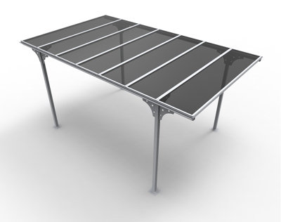 Carport ALUMINIUM toit plat coloris / surface extérieure : 14 70 m2 / toit avec plaques en POLYCARBONATE ANTI UV 6 mm - vue 2