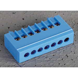 Bornier neutre 7 bornes bleu