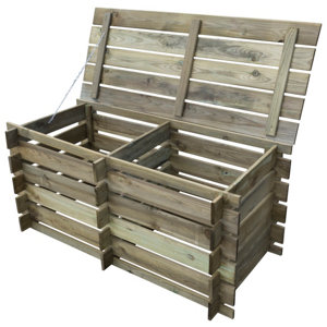 Composteur double en pin 390 L - L. 116 x l. 58 x H. 55 cm.