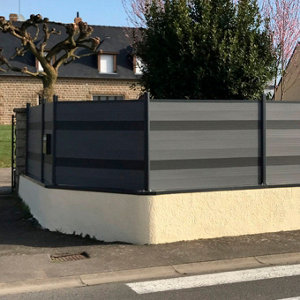 Poteau aluminium + profilé + chapeau gris