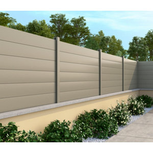 Poteau acier + profilé aluminium gris silex RAL 7032 - Dim 70 x 70 x 2300 mm.