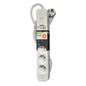 Bloc multiprise avec interrupteur blanc/gris clair - 5 prises - 4 m