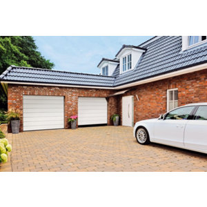 Porte de garage sectionnelle motorisée - Blanc