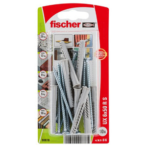 Lot de 10 chevilles nylon universelles Ø6 x 50 + vis