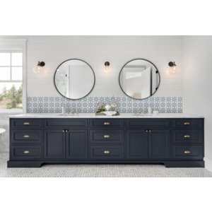 6 dalles murales PVC adhésives gris/blanc effet carreaux de ciment "JAMILA" 15X15 cm