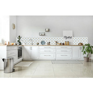 6 dalles murales PVC adhésives blanc/vert/gris effet carreaux de ciment "ALIA" 15X15 cm