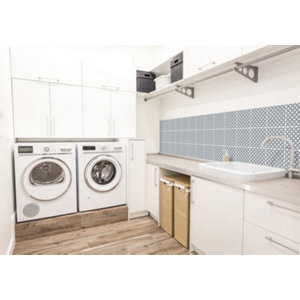 6 dalles murales PVC adhésives gris/blanc effet carreaux de ciment "AMIRA" 15X15 cm