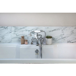 6 dalles murales PVC adhésives gris effet marbre "PREM MARBLE" 30X30 cm