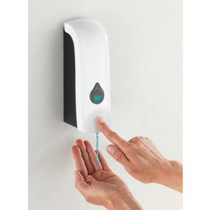 Distributeur savon blanc - P. 8 cm x H. 25,5 cm x l. 20 cm