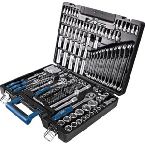 Coffret à douilles 217 pcs en acier, taille variée, compatible multiples boulons