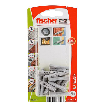 20 chevilles universelles Fischer Ø5x30mm - vue 1