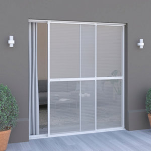 Moustiquaire coulissante blanche pour baie vitrée H. 240 cm x l. 230 cm