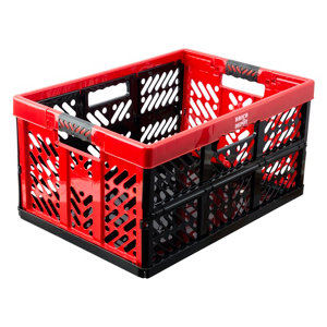 Casier pliant BRICO DEPOT 45 litres noir et rouge capacité 50 kg