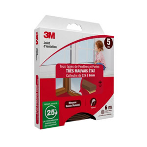 Joint en mousse pour porte et fenêtre marron 6m
