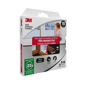 Joint d'étanchéité premium portes et fenêtres très mauvais état marron - 6 m 9 x 7,5 mm