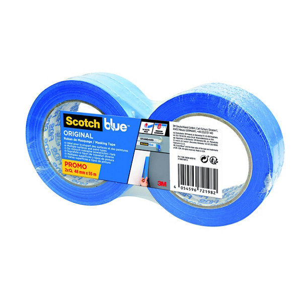 ADHES Ruban De Masquage Peinture Bleu – 48mm X 55m, Lot De 6 Rouleaux Anti-Fuite, Intérieur Extérieur