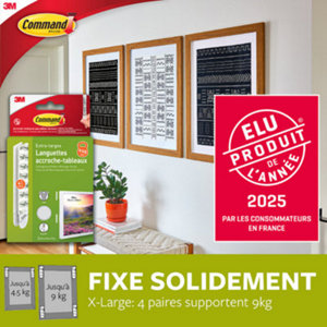 4 paires de languettes de fixation extra large blanc - max 9kg - Command