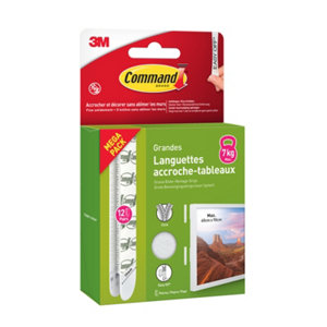 12 paires de languettes de fixation grand modèle blanc - charge max : 7kg