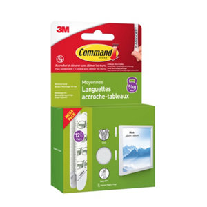 12 paires de languettes de fixation moyen modèle blanc - charge max : 5 kg