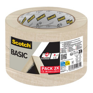 Lot de 2 rouleaux de ruban de masquage beige 36 mm x 25 m