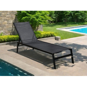 Bain de soleil en acier et polyester noir - L202 x P56 x H33 cm.