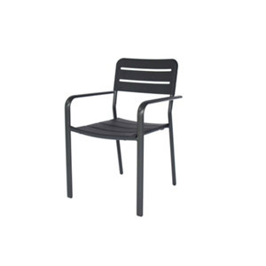Fauteuil de jardin structure acier et assise en polypropylène noir