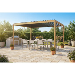 Pergola à lames orientables aluminium gris anthracite avec manivelle 4 x 3 m