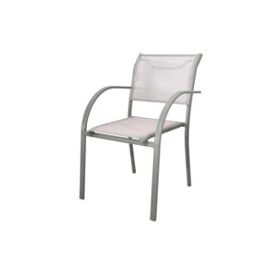 Fauteuil de jardin aluminium vert lichen empilable 55,5 x 62 x 84 cm