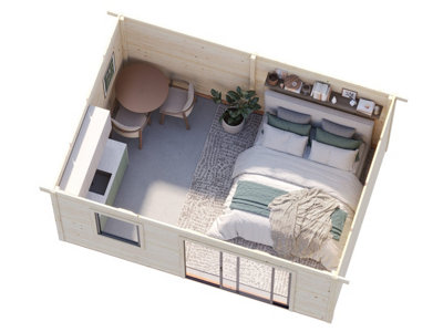 Studio De Jardin En Épicéa Brut 15 M² Avec Baie Coulissante Aluminium Lydia