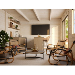 Studio de jardin en épicéa brut 15 m² avec baie coulissante aluminium anthracite LYDIA