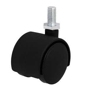 Roulette jumelée pivotante nylon noir - Ø 3,5 cm - 18 kg