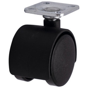 Roulette jumelée pivotante nylon noir - H. 5,05 x Ø 3,5 cm - 18 kg